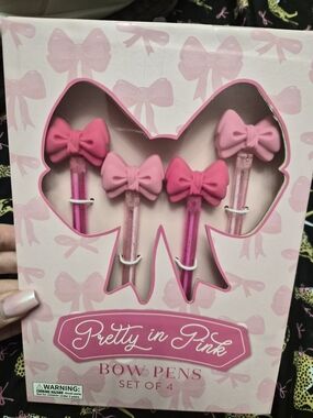 Bow Pens Set of 4 - Pink